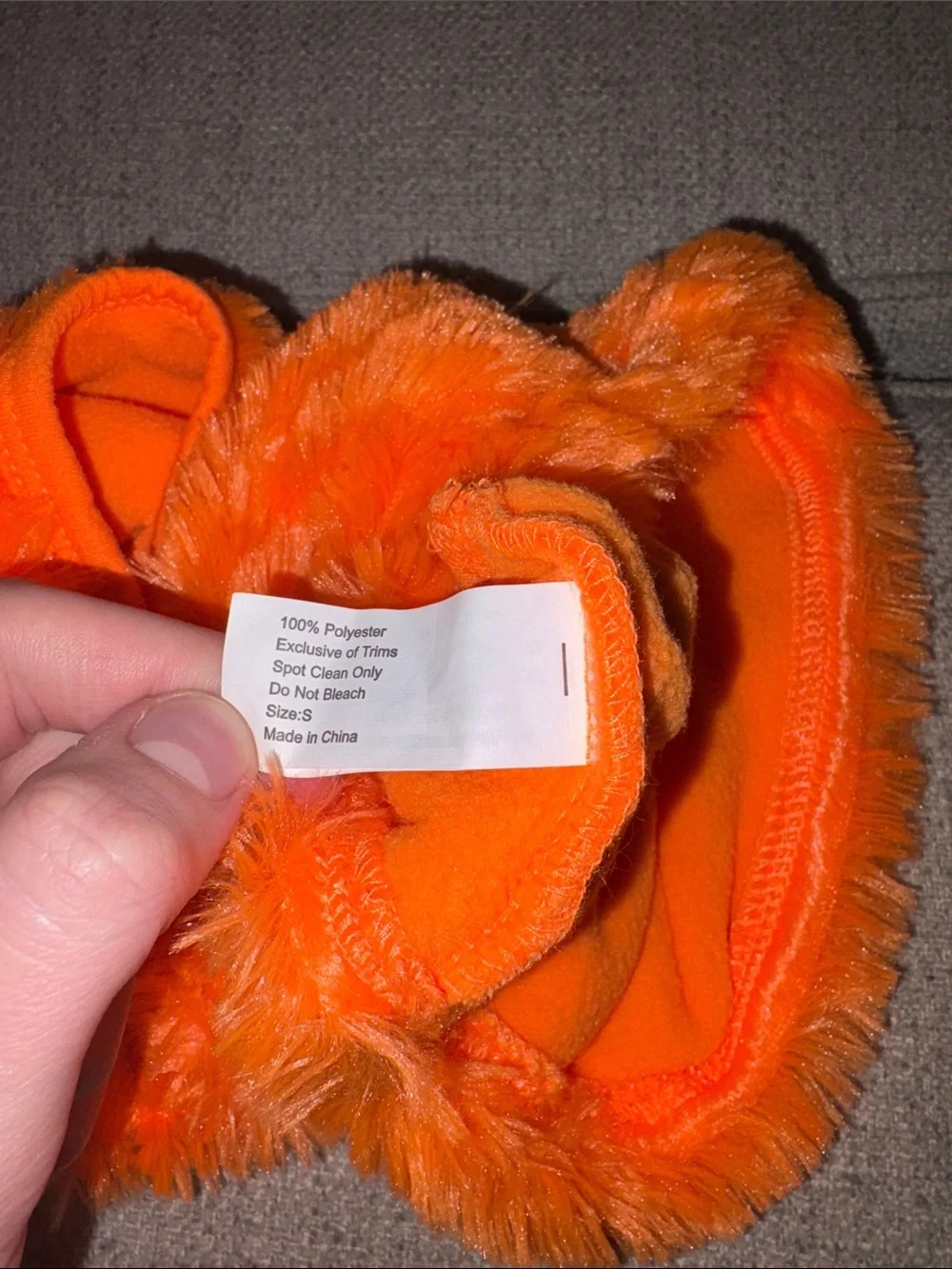 Plush Orange Pumpkin Dog Costume with hood and leash hole